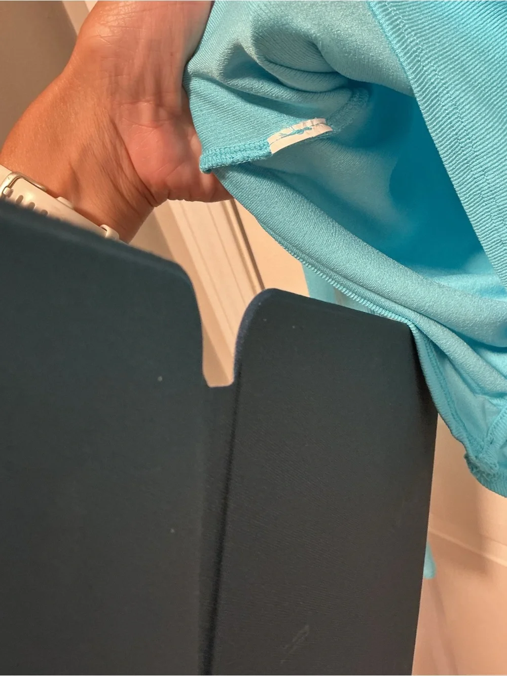 Zara Turquoise Ruched Long Sleeve Crop Top Size Medium Y2K Coquette